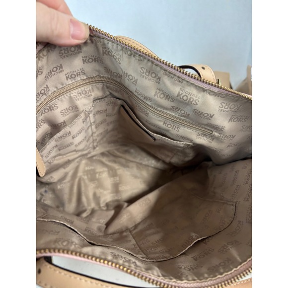 Michael Kors Pink Leather Tote Bag Gold Tone Hardware Double Handles